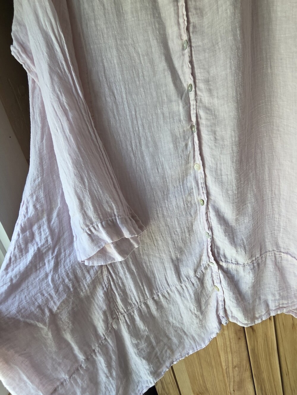 Luna Luz Linen Gauze Tunic, Pale Pink, Pockets, Flowy, Lagenlook - Picture 13 of 15